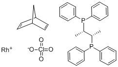 (双环[2.2.1]庚-2,5-二烯)[(2S,3S)-二(二苯基膦基)丁烷]高氯酸铑(I) 结构式
