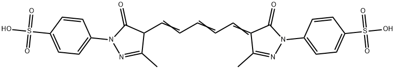 p-[4-[5-[1,5-dihydro-3-methyl-5-oxo-1-(4-sulphophenyl)-4H-pyrazol-4-ylidene]penta-1,3-dienyl]-4,5-dihydro-3-methyl-5-oxo-1H-pyrazol-1-yl]benzenesulphonic acid 结构式