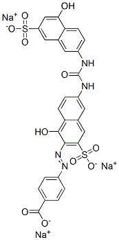 trisodium 4-[[1-hydroxy-6-[[[(5-hydroxy-7-sulphonato-2-naphthyl)amino]carbonyl]amino]-3-sulphonato-2-naphthyl]azo]benzoate 结构式