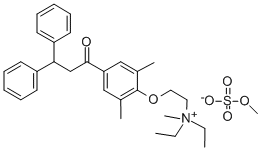 Ethanaminium, 2-N,N-diethyl-2-(2,6-dimethyl-4-(1-oxo-3,3-diphenylpropy l)phenoxy)-N-methyl-, methyl sulfate 结构式