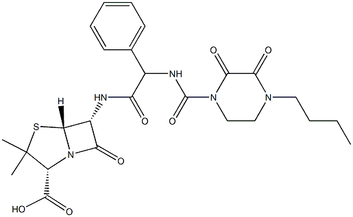 (2S,5R)-6-[[2-[(4-butyl-2,3-dioxo-piperazine-1-carbonyl)amino]-2-pheny l-acetyl]amino]-3,3-dimethyl-7-oxo-4-thia-1-azabicyclo[3.2.0]heptane-2 -carboxylic acid 结构式