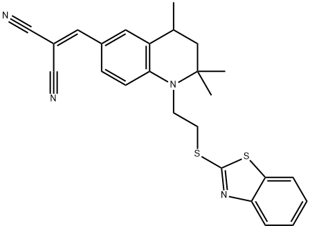 [[1-[2-(2-benzothiazolylthio)ethyl]-1,2,3,4-tetrahydro-2,2,4-trimethylquinolin-6-yl]methylene]malononitrile 结构式