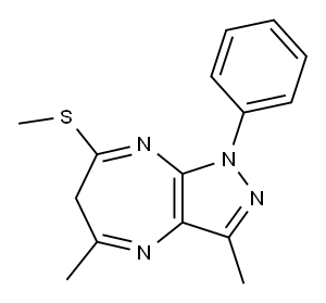 1-Phenyl-3,5-dimethyl-7-methylthio-6H-pyrazolo(3,4-b)(1,4)diazepine 结构式