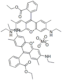 bis[9-[2-(ethoxycarbonyl)phenyl]-3,6-bis(ethylamino)-2,7-dimethylxanthylium] tetraoxomolybdate(2-) 结构式