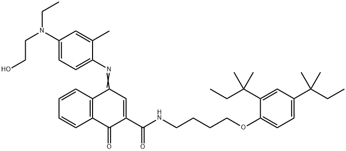 N-[4-[2,4-二(叔戊基)苯氧基]丁基]-4-[[4-乙基(乙羟乙基)氨基]-2-甲基苯基]亚氨基-1,4-二氢-1-氧代-2-萘甲酰胺 结构式