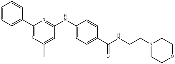 Benzamide, 4-((6-methyl-2-phenyl-4-pyrimidinyl)amino)-N-(2-(4-morpholi nyl)ethyl)- 结构式