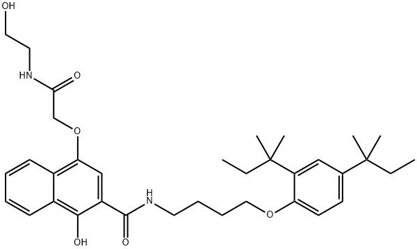 N-[4-[2,4-bis(1,1-dimethylpropyl)phenoxy]butyl]-1-hydroxy-4-[2-[(2-hydroxyethyl)amino]-2-oxoethoxy]naphthalene-2-carboxamide Structure