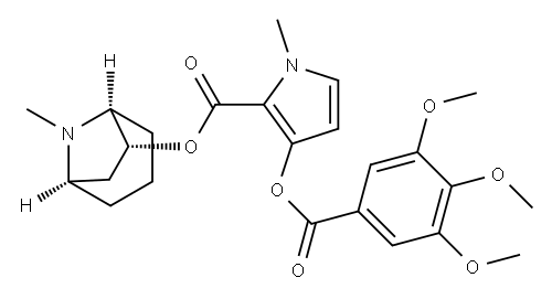 (1S,3R,5R,7R)-8-甲基-3-(3,4,5-三甲氧基苯甲酰)氧基-8-氮杂双环[3.2.1]辛烷-7-基 1-甲基吡咯-2-甲酸酯 结构式