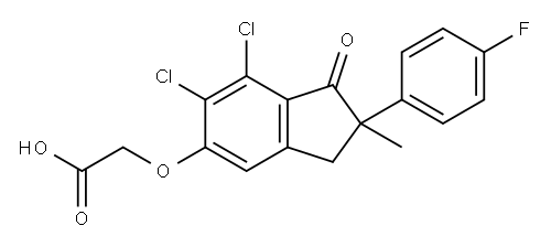 ((6,7-dichloro-2-(4-fluorophenyl)-2-methyl-1-oxo-5-indanyl)oxy)acetic acid 结构式