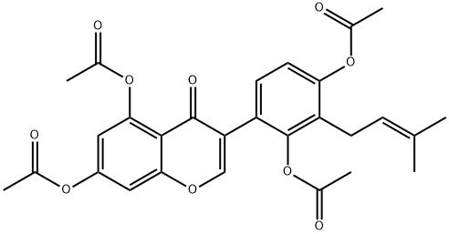 5,7-Bis(acetyloxy)-3-[2,4-bis(acetyloxy)-3-(3-methyl-2-butenyl)phenyl]-4H-1-benzopyran-4-one 结构式