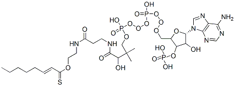 S-[2-[3-[[4-[[[5-(6-aminopurin-9-yl)-4-hydroxy-3-phosphonooxyoxolan-2-yl]methoxy-hydroxyphosphoryl]oxy-hydroxyphosphoryl]oxy-2-hydroxy-3,3-dimethylbutanoyl]amino]propanoylamino]ethyl] oct-2-enethioate 结构式