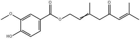 4-Hydroxy-3-methoxybenzoic acid 3,7-dimethyl-5-oxo-2,6-octadienyl ester 结构式