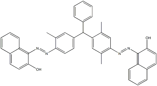 1-[[4-[[4-[(2-hydroxy-1-naphthyl)azo]-2,5-dimethylphenyl]phenylmethyl]-2-methylphenyl]azo]-2-naphthol 结构式