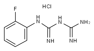 1-(2-氟苯基)双胍 盐酸盐, 66088-51-5, 结构式