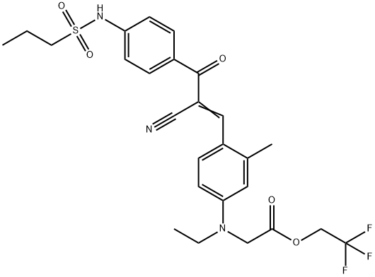 2,2,2-trifluoroethyl N-[4-[2-cyano-3-oxo-3-[4-[(propylsulphonyl)amino]phenyl]-1-propenyl]-m-tolyl]-N-ethylglycinate Structure