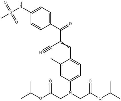 isopropyl N-[4-[2-cyano-3-[4-[(methylsulphonyl)amino]phenyl]-3-oxo-1-propenyl]-m-tolyl]-N-[2-(1-methylethoxy)-2-oxoethyl]glycinate 结构式