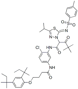 N-[2-chloro-5-[[4-(2,4-di-tert-pentylphenoxy)-1-oxobutyl]amino]phenyl]-alpha-(2,2-dimethyl-1-oxopropyl)-5-isopropyl-2-[(p-tolylsulphonyl)imino]-1,3,4-thiadiazol-3(2H)-acetamide|