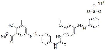 disodium 5-[[4-[[[[2-methoxy-4-[(3-sulphonatophenyl)azo]phenyl]amino]carbonyl]amino]phenyl]azo]-3-methylsalicylate 结构式