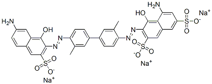 trisodium 5-amino-3-[[4'-[(7-amino-1-hydroxy-3-sulphonato-2-naphthyl)azo]-3,3'-dimethyl[1,1'-biphenyl]-4-yl]azo]-4-hydroxynaphthalene-2,7-disulphonate Structure