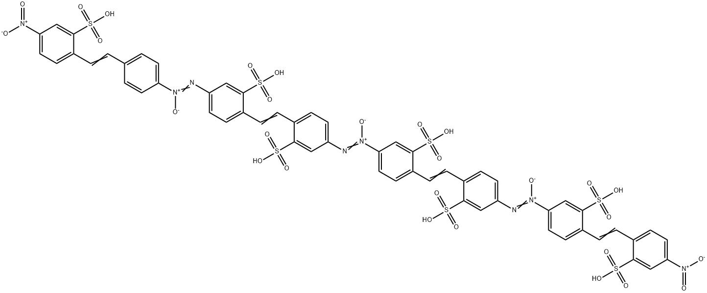 Benzenesulfonic acid, 5-[[4-[2-[4-[[4-[2-(4-nitro-2-sulfophenyl)ethenyl]phenyl]-ONN-azoxy]-2-sulfophenyl]ethenyl]-3-sulfophenyl]-NNO-azoxy]-2-[2-[4-[[4-[2-(4-nitro-2-sulfophenyl)ethenyl]-3-sulfophenyl]-ONN-azoxy]-2-sulfophenyl]ethenyl]- 结构式