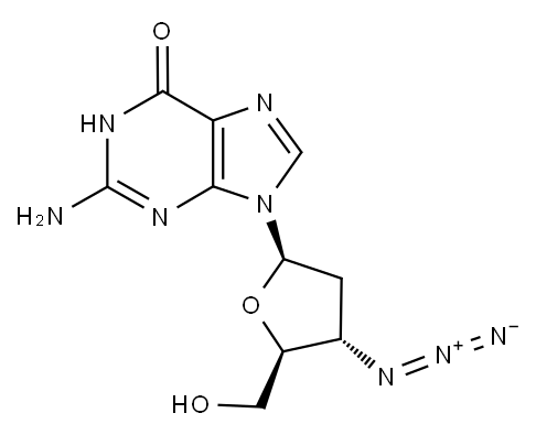 3'-叠氮基-2',3'-二脱氧鸟苷 结构式