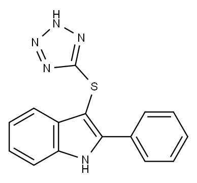 2-Phenyl-3-(1H-tetrazol-5-ylthio)-1H-indole 结构式