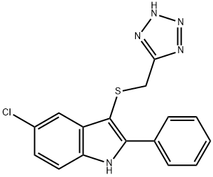 5-Chloro-2-phenyl-3-[(1H-tetrazol-5-yl)methylthio]-1H-indole 结构式