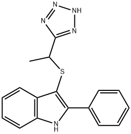 2-Phenyl-3-[1-(1H-tetrazol-5-yl)ethylthio]-1H-indole 结构式