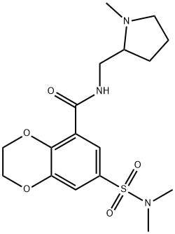 7-(N,N-dimethylsulphamoyl)-2,3-dihydro-N-[(1-methyl-2-pyrrolidinyl)methyl]-1,4-benzodioxin-5-carboxamide 结构式