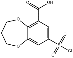 8-(chlorosulphonyl)-3,4-dihydro-2H-benzo-1,5-dioxepin-6-carboxylic acid 结构式