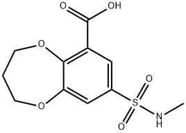 3,4-dihydro-8-[(methylamino)sulphonyl]-2H-benzo-1,5-dioxepin-6-carboxylic acid 结构式