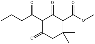 6,6-Dimethyl-2,4-dioxo-3-(1-oxobutyl)cyclohexane-1-carboxylic acid methyl ester 结构式