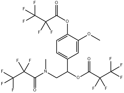 2,2,3,3,3-Pentafluoropropanoic acid 2-methoxy-4-[2-[methyl(2,2,3,3,3-pentafluoro-1-oxopropyl)amino]-1-(2,2,3,3,3-pentafluoro-1-oxopropoxy)ethyl]phenyl ester 结构式