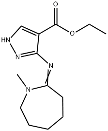 Pyrazole-4-carboxylic acid, 5-((1-methylhexahydro-1H-azepin-2-ylidene) amino)-, ethyl ester|
