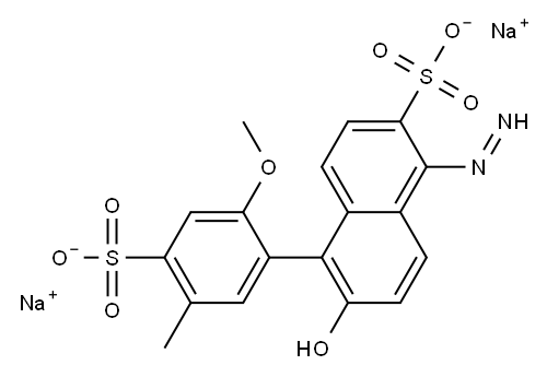 Disodium6-hydroxy-5-(2-methoxy-5-methyl-4-sulfonato-phenyl)diazenyl-naphthalene-2-sulfonate 结构式