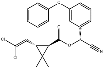 alpha-cyano-3-phenoxybenzyl [1R-[1alpha(R*),3beta]]-3-(2,2-dichlorovinyl)-2,2-dimethylcyclopropanecarboxylate Structure