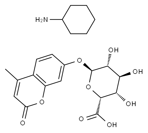 4-甲基香豆素基-Α-L-吡喃艾杜糖醛酸环己铵盐 结构式