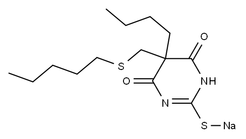 5-Butyl-5-(pentylthiomethyl)-2-sodiothio-4,6(1H,5H)-pyrimidinedione 结构式