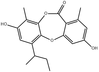 3,8-Dihydroxy-1,9-dimethyl-6-(1-methylpropyl)-11H-dibenzo[b,e][1,4]dioxepin-11-one Structure