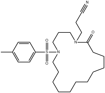 13-Aza-13-tosyl-16-[(2-cyanoethyl)amino]hexadecanoic acid lactam 结构式