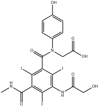 N-[3-[(Hydroxyacetyl)amino]-5-methylaminocarbonyl-2,4,6-triiodobenzoyl]glycine 结构式