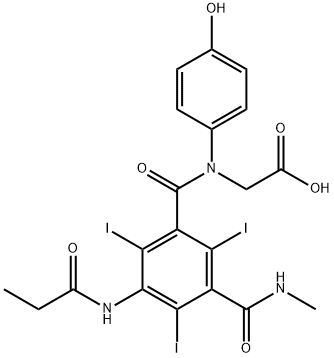 N-(3-Methylcarbamoyl-5-propionylamino-2,4,6-triiodobenzoyl)glycine 结构式