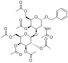 2-乙酰氨基-4,6-O-亚苄基-3-O-(2,3,4,6-四-O-乙酰基-Β-D-吡喃半乳糖基)-2-脱氧-Α-D-吡喃葡萄糖苷 结构式
