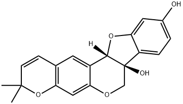 (7aS,12aS)-3,3-Dimethyl-3H,7H-benzofuro[3,2-c]pyrano[3,2-g][1]benzopyran-7a,10(12aH)-diol 结构式