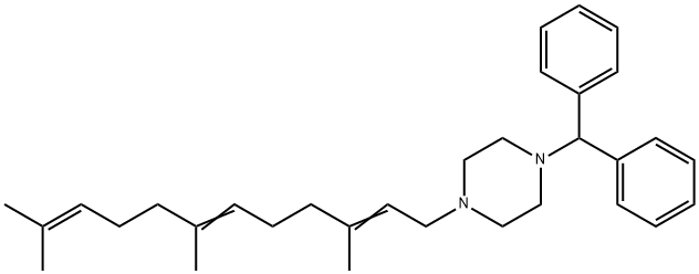1-(Diphenylmethyl)-4-(3,7,11-trimethyl-2,6,10-dodecatrienyl)piperazine 结构式