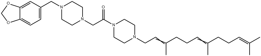 1-[4-(3,4-Methylenedioxybenzyl)-1-piperazinylacetyl]-4-(3,7,11-trimethyl-2,6,10-dodecatrienyl)piperazine 结构式