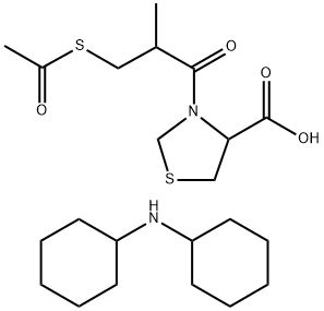 dicyclohexylammonium 3-[3-(acetylthio)-2-methylpropionyl]thiazolidine-4-carboxylate 结构式