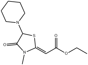 ethyl (Z)-(3-methyl-4-oxo-5-piperidin-1-ylthiazolidin-2-ylidene)acetate Structure