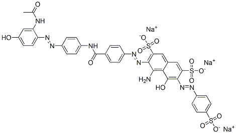 trisodium 3-[[4-[[[4-[[2-(acetylamino)-4-hydroxyphenyl]azo]phenyl]amino]carbonyl]phenyl]azo]-4-amino-5-hydroxy-6-[(4-sulphonatophenyl)azo]naphthalene-2,7-disulphonate Structure