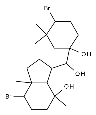 7-Bromo-3-[(4-bromo-1-hydroxy-3,3-dimethylcyclohexyl)hydroxymethyl]octahydro-4,7a-dimethyl-1H-inden-4-ol 结构式